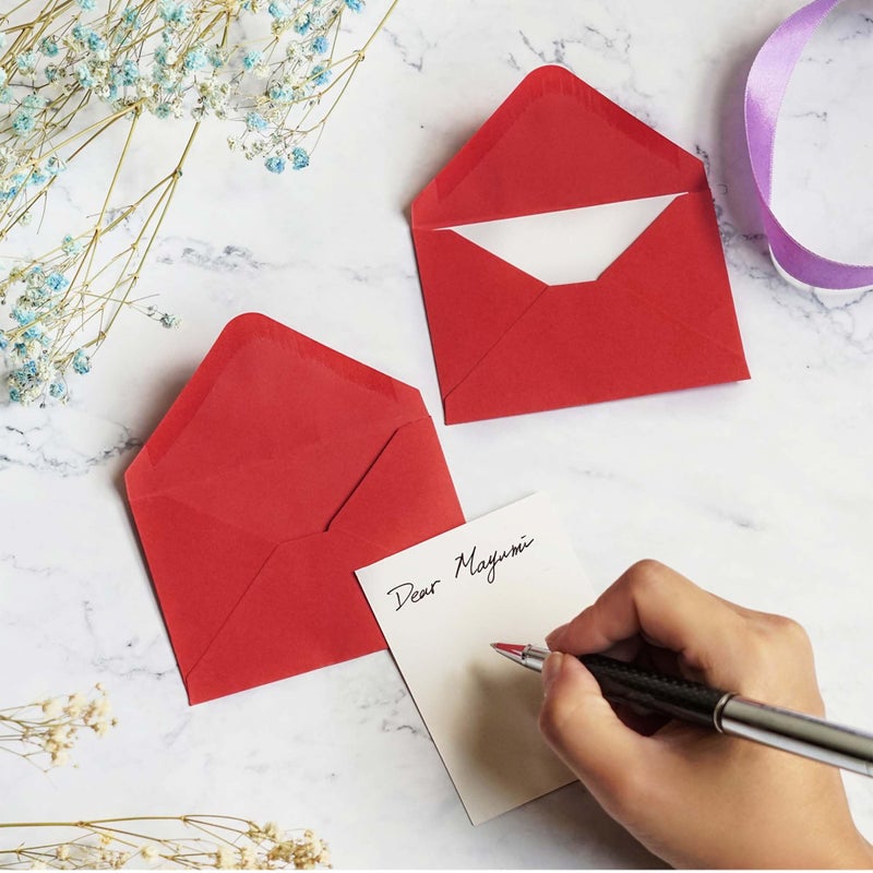 MATICAN Gift Card Envelopes - 100-Count Mini Envelopes, Red Paper Business Card Envelopes, Bulk Tiny Envelope Pockets for Small Note Cards, Red 4 x 2.7 Inches - Image 2